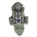 Published catalog illustration for 3-Plate Helmet Armor Vest.