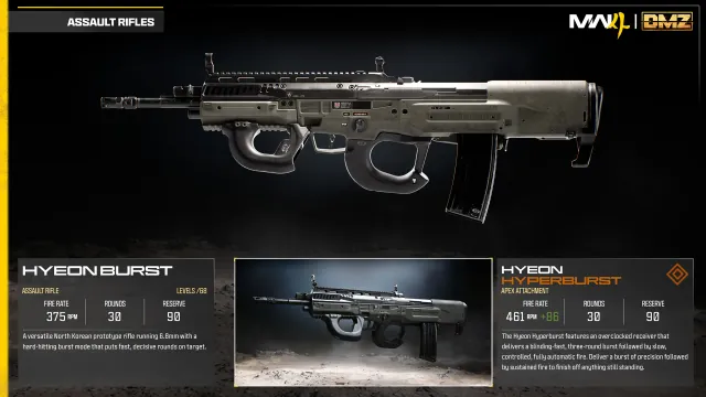 Official Hyeon Burst weapon plate with its labelled base model and Apex inset.